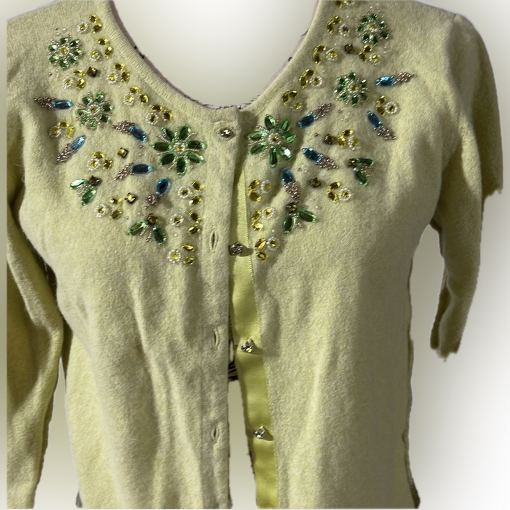 Free People Soft Green Beaded Cardigan